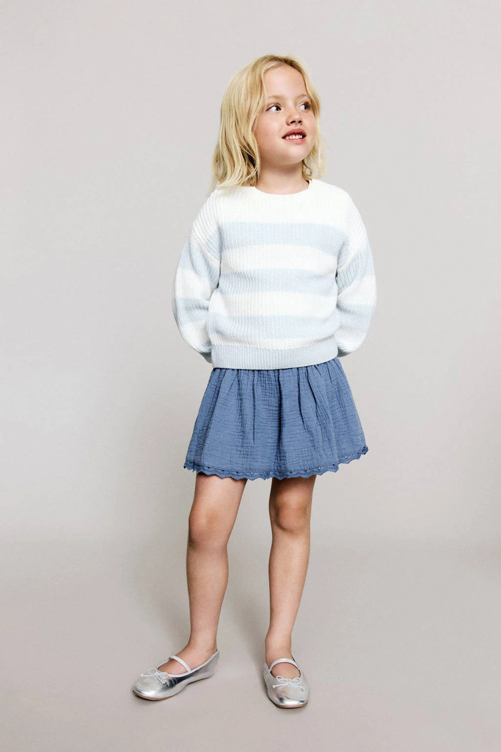 Mango Kids A-lijn rok lichtblauw