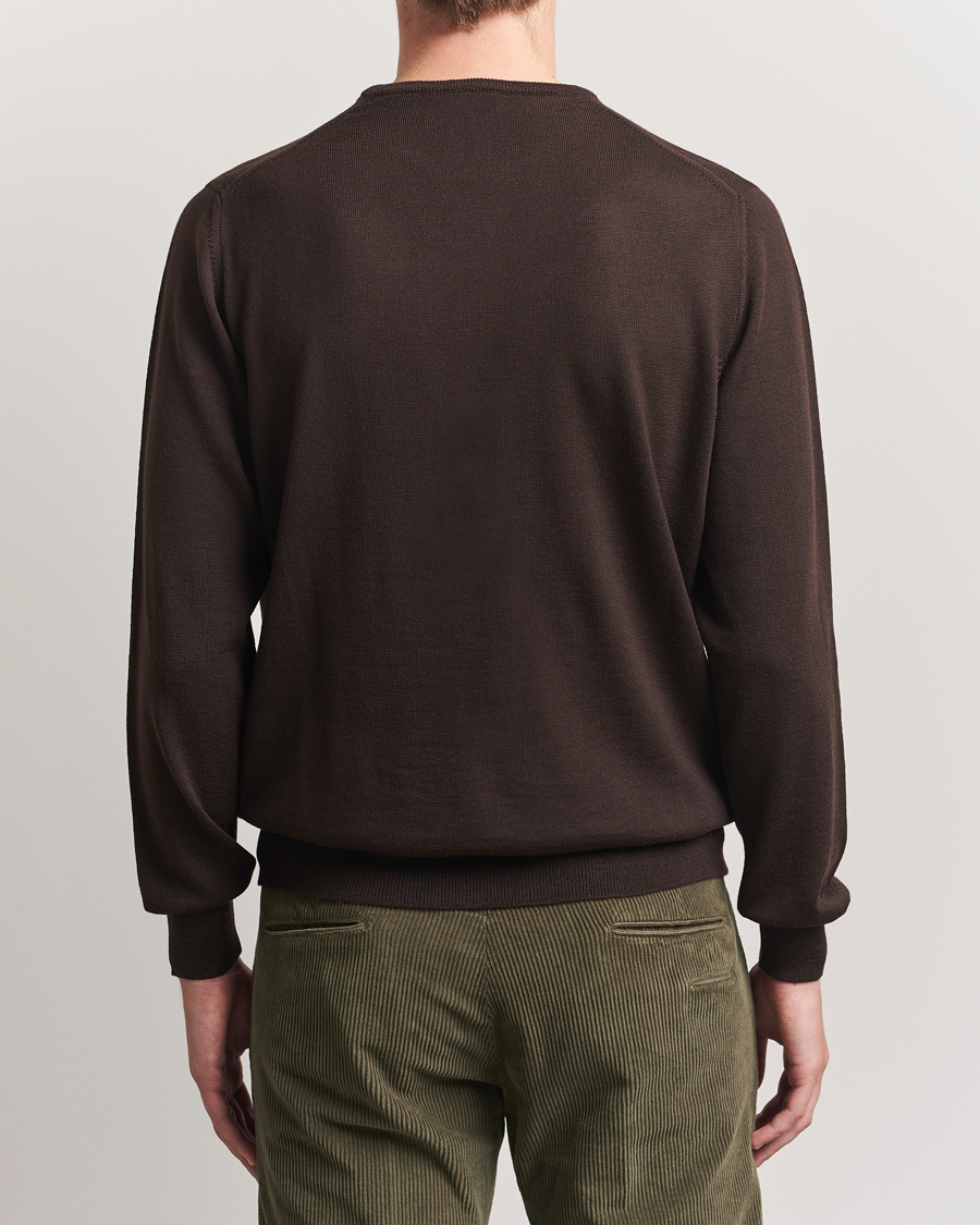 Morgano Extra Fine Merino Wool Crewneck Dark Brown