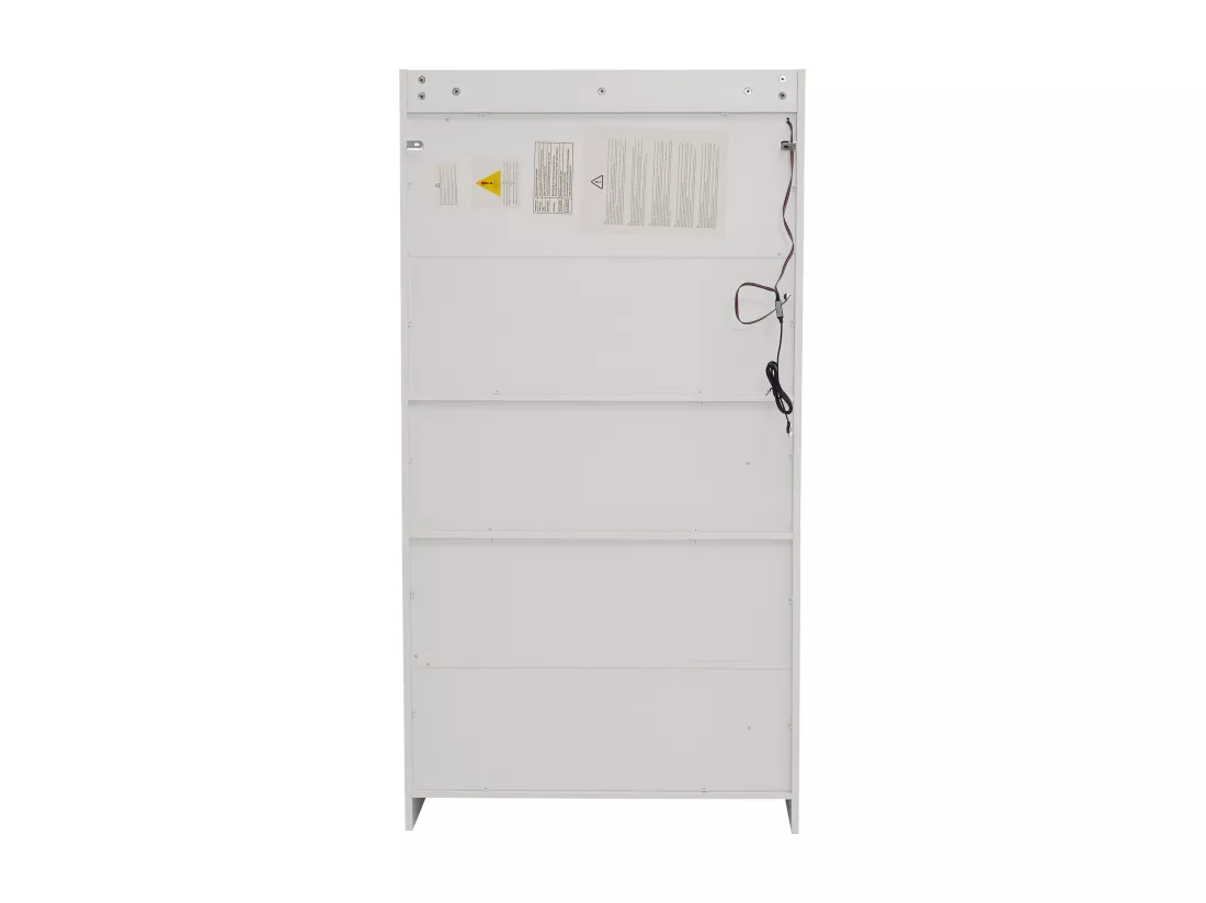 Vitrine 32x80x153.5 cm avec LED - 2 portes vitrées et 1 grand tiroir - Blanc