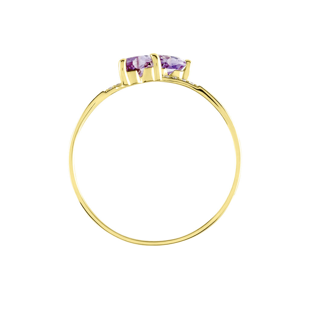 Bague Myrtie Or Jaune Amethyste Violet Oxyde De Zirconium