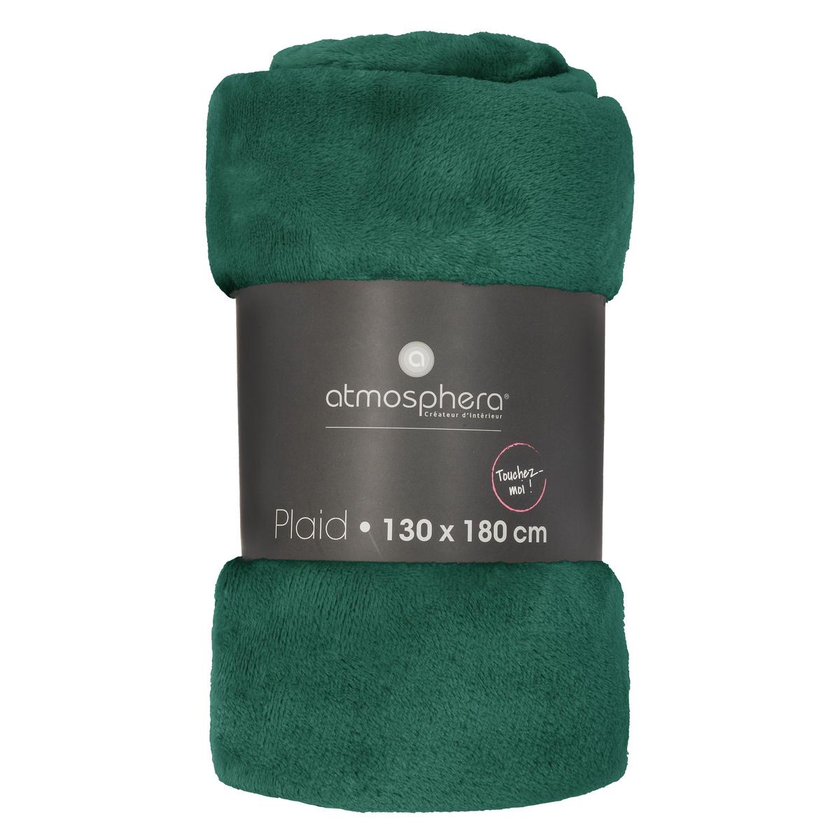 PLAID FLANEL UNI VERT 130X180CM