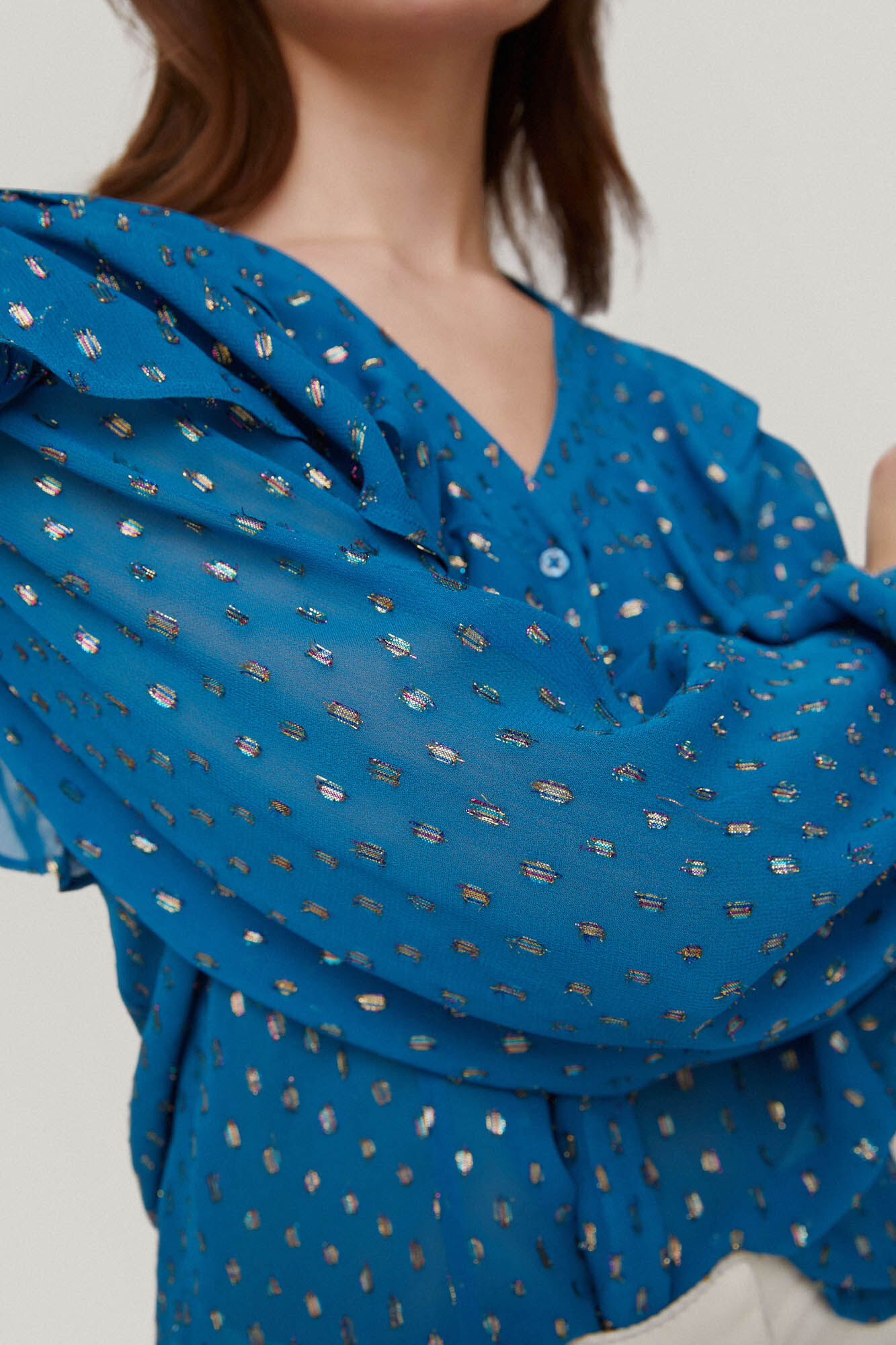 Blusa com detalhes em lurex - Turquesa