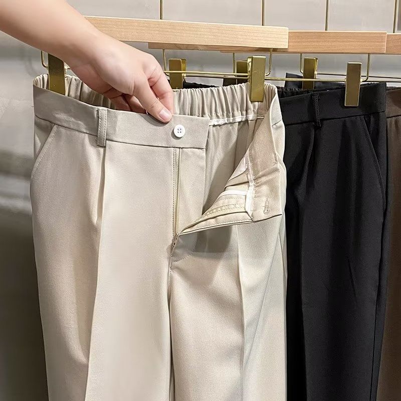 Naideth - Hoge taille, effen, taps toelopende pantalon