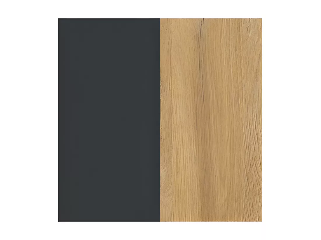 Argentier 4 portes Chêne/Gris à LEDs - CRACOVIE - L 91 x l 39.5 x H 147 cm