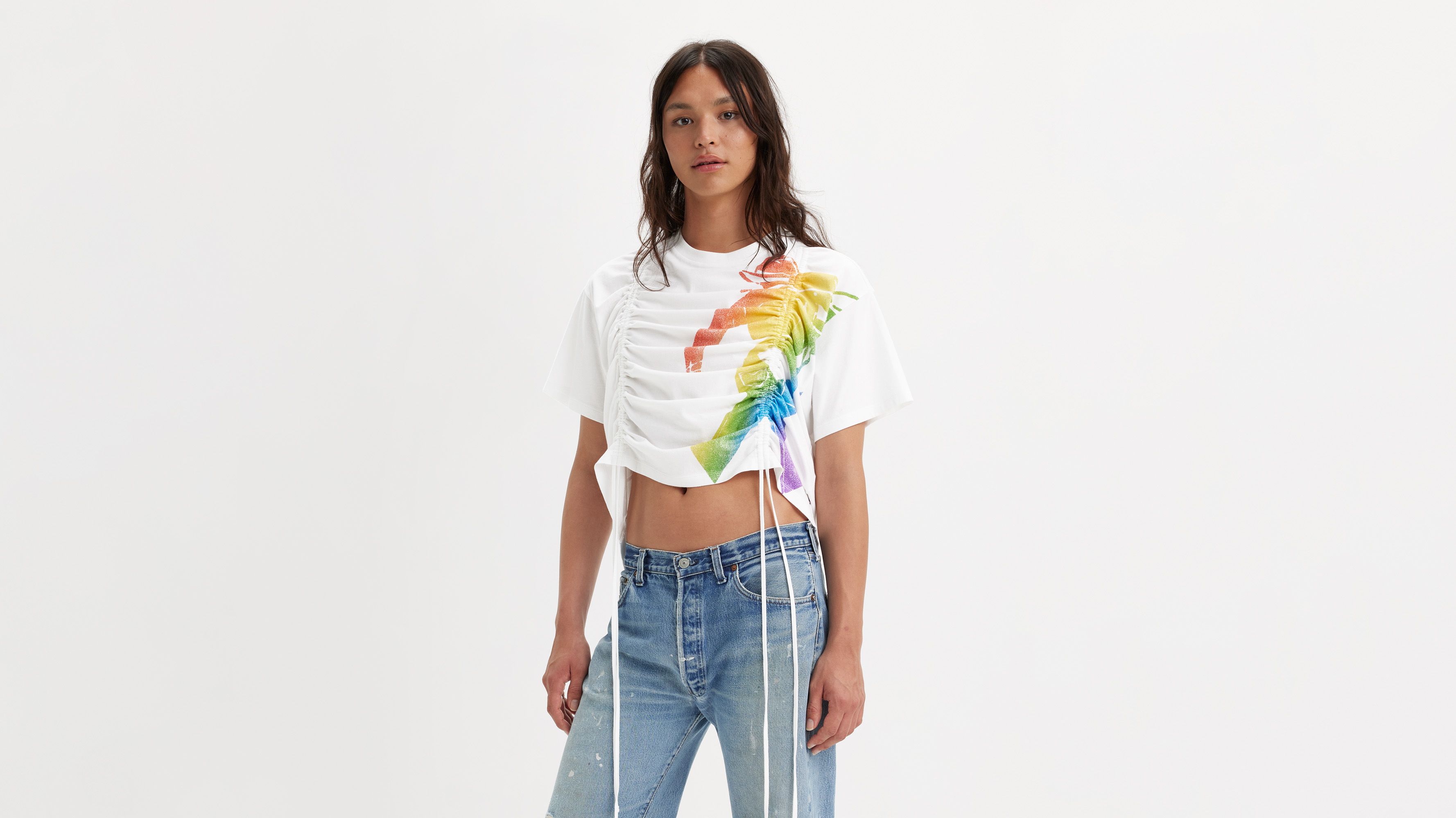 Levi's® Pride T-shirt ajustable Short Stack - Bright White - Blanc