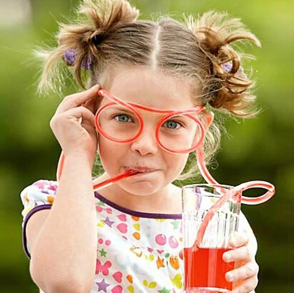(2er Set) Lustige Strohhalm Brille Party Trinkhalm Accessoire - Transparent