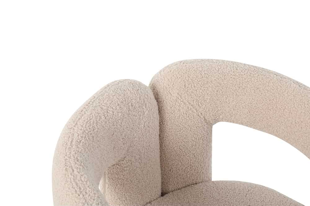 Design Stuhl ARCH beige Teddy Fleece mit Armlehne Rundum-Bezug