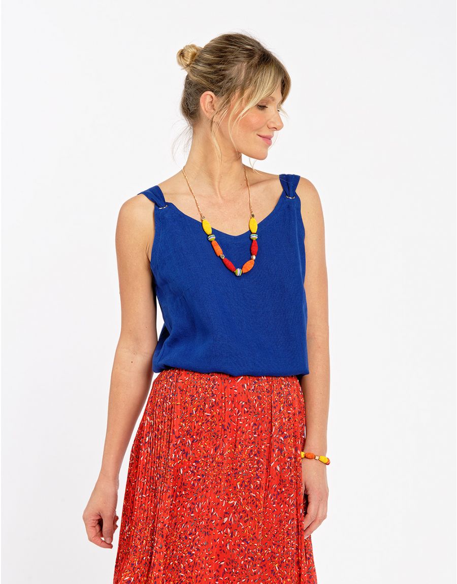 Top bleu roi 100% lin