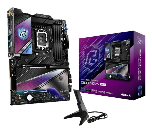ASRock Phantom Gaming Z890 NOVA WIFI - Bundkort - ATX - LGA1851 sokkel - Z890 Chipset - USB4, USB-C 3.2 Gen 2x2, USB 3.2 Gen 2, USB 3.2 Gen 1 - 5 Gigabit Ethernet, Wi-Fi 7, Bluetooth - onboard grafik (CPU påkrævet) - HD Audio (8-kanaler)
