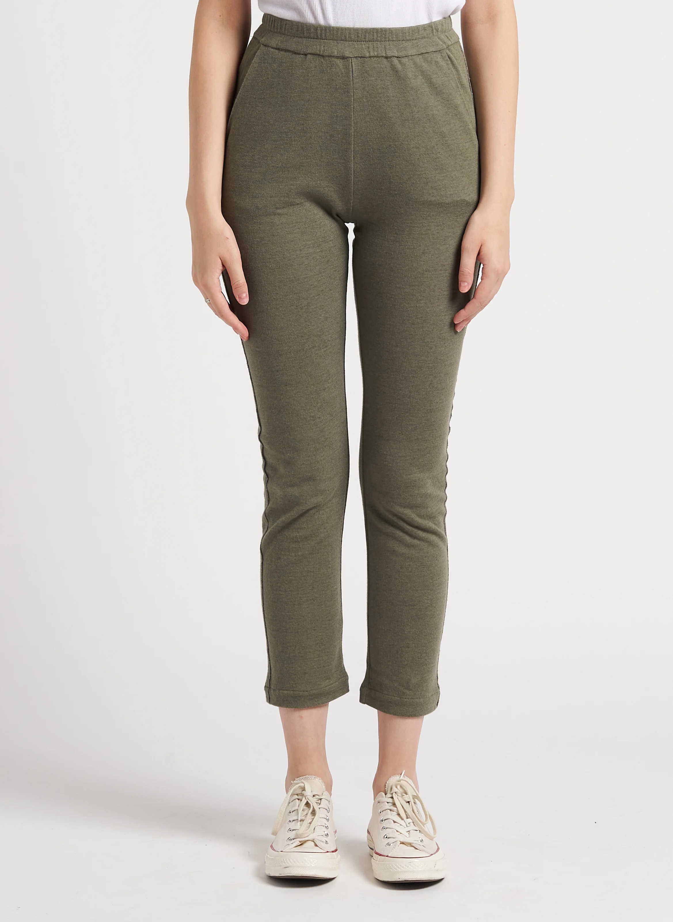 Pantalon droit en coton mélangé| Vert