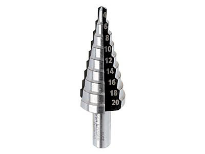 Fraise étagée HSS T8 Wolfcraft Ø 4 à 20 mm
