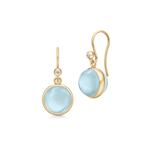 Julie Sandlau Prime Øreringe, Guld/Milky Aqua
