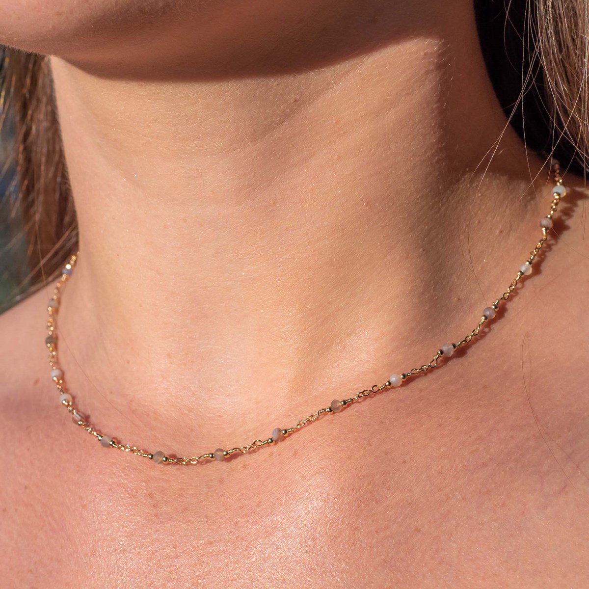 Collier Bianca en pierres Agate Botswana