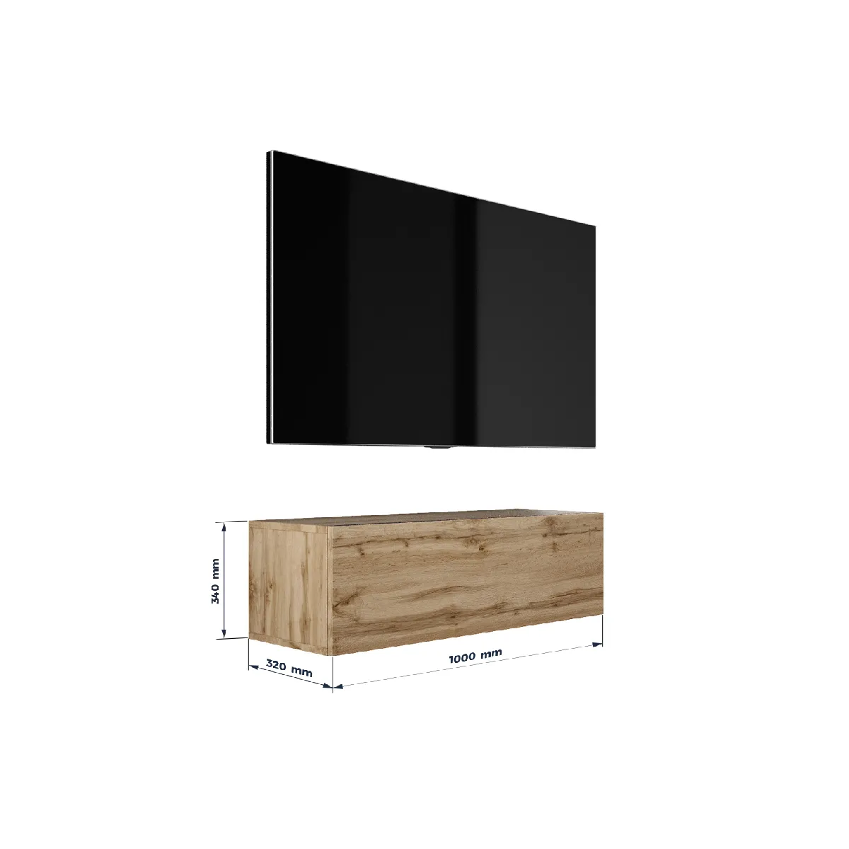 3XELiving Meuble TV Suspendu Chêne Wotan