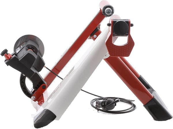 NOVO FORCE Hometrainer, feste Rolle mit Magnetbremse  weiss-rot