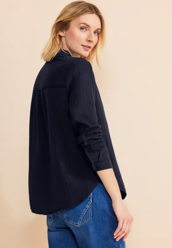 Musselin Hemdbluse - deep blue