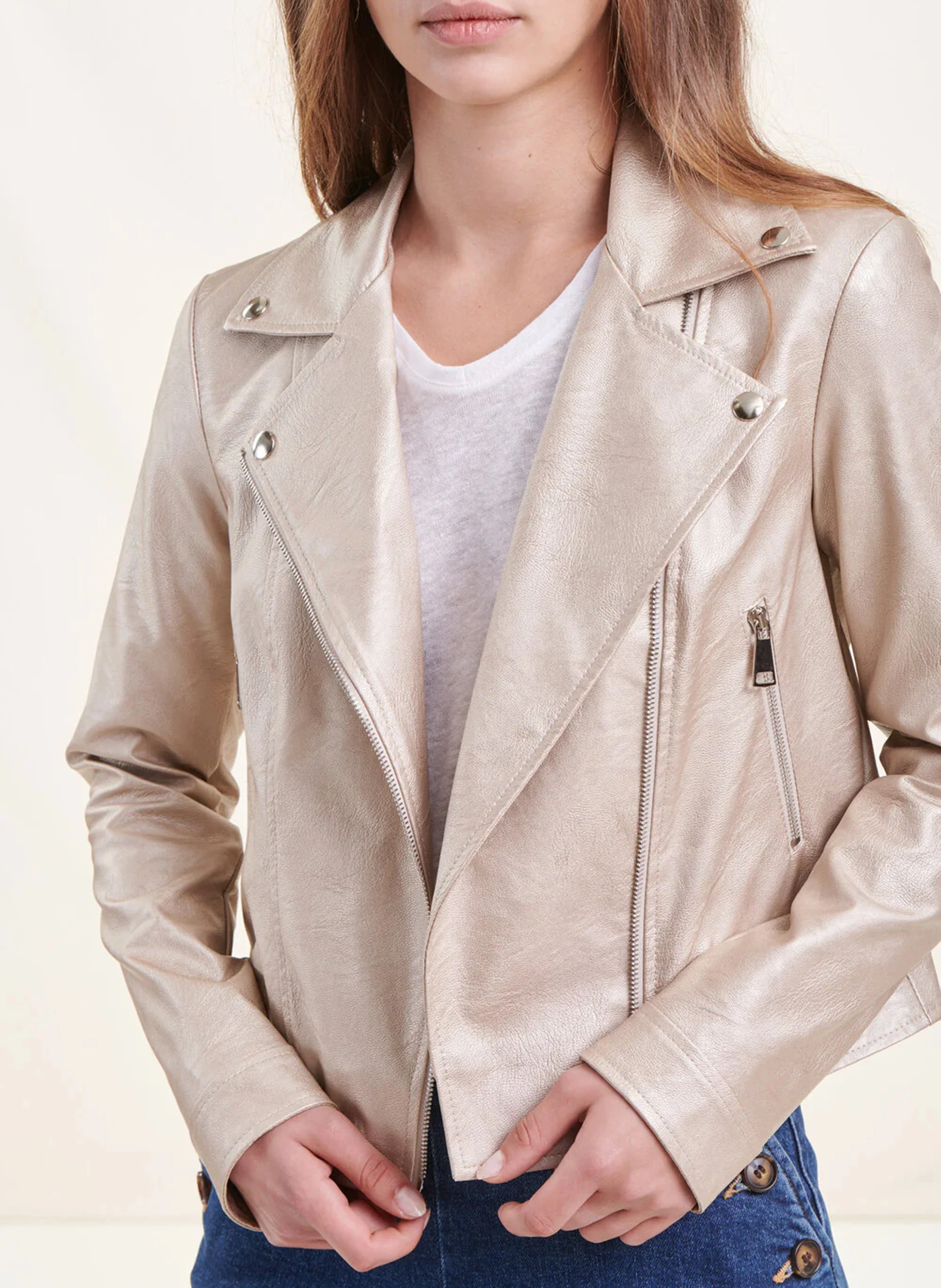 Blouson col cranté métallisé | Jaune