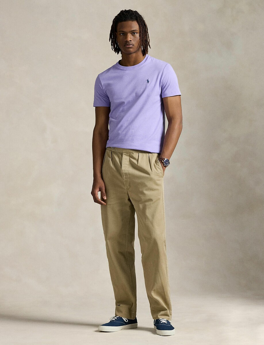 POLO RALPH LAUREN<br>Camiseta lisa de malha fina com logotipo bordado