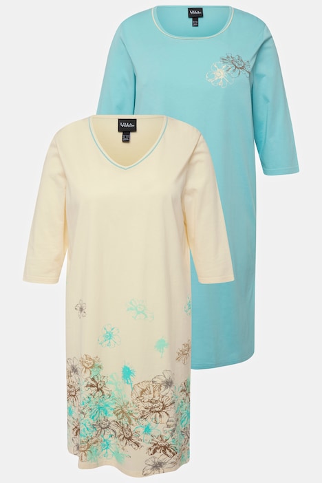 Bigshirts, 2er-Pack, V-Ausschnitt/ Rundhals, 3/4-Arm