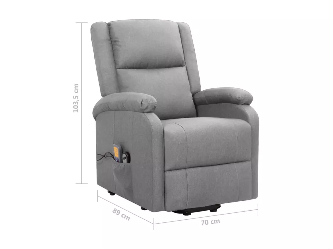 Prolenta Premium - Fauteuil de massage inclinable Gris clair Tissu