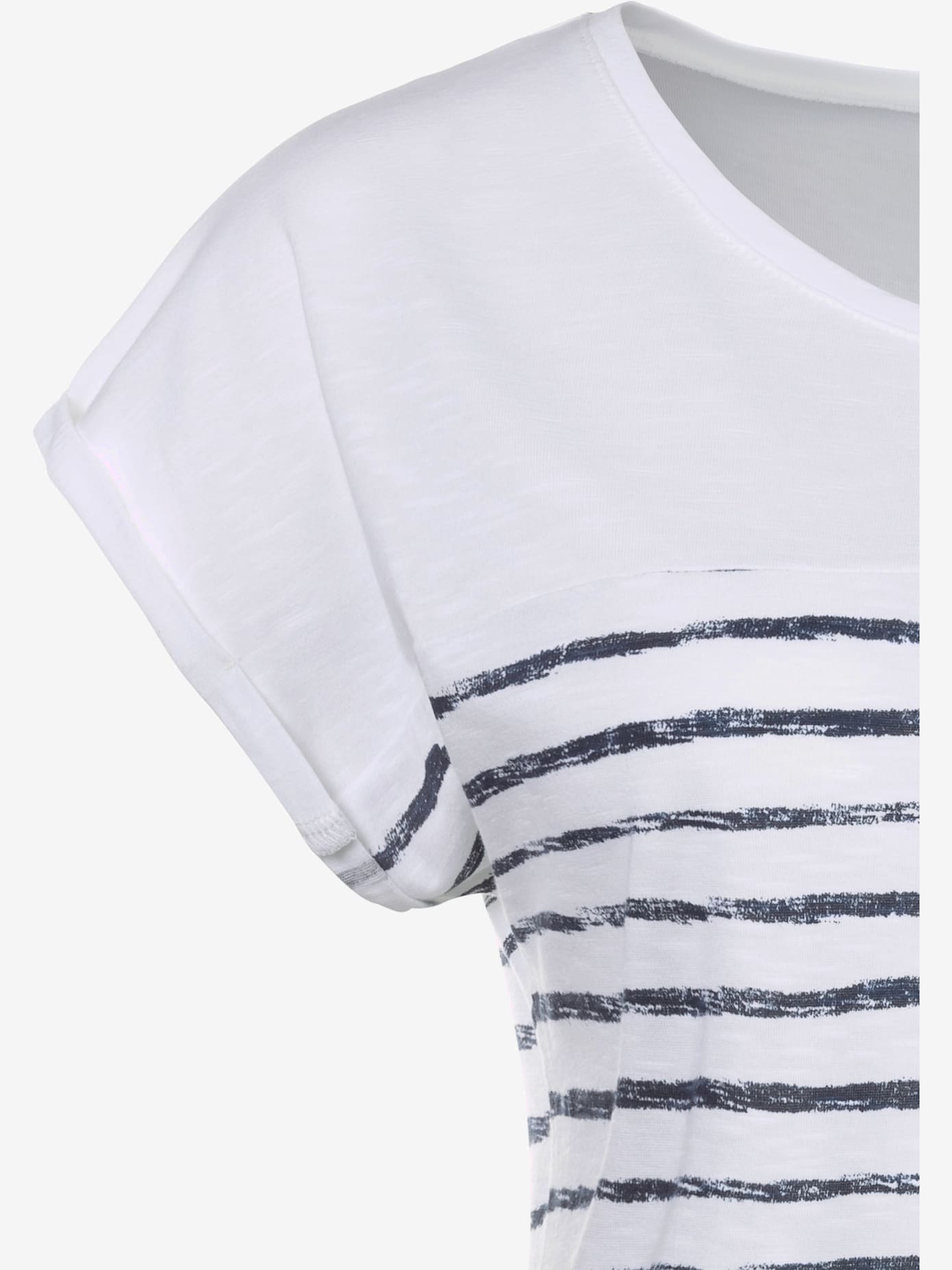 T-shirt manches à bords francs avec ourlet à revers