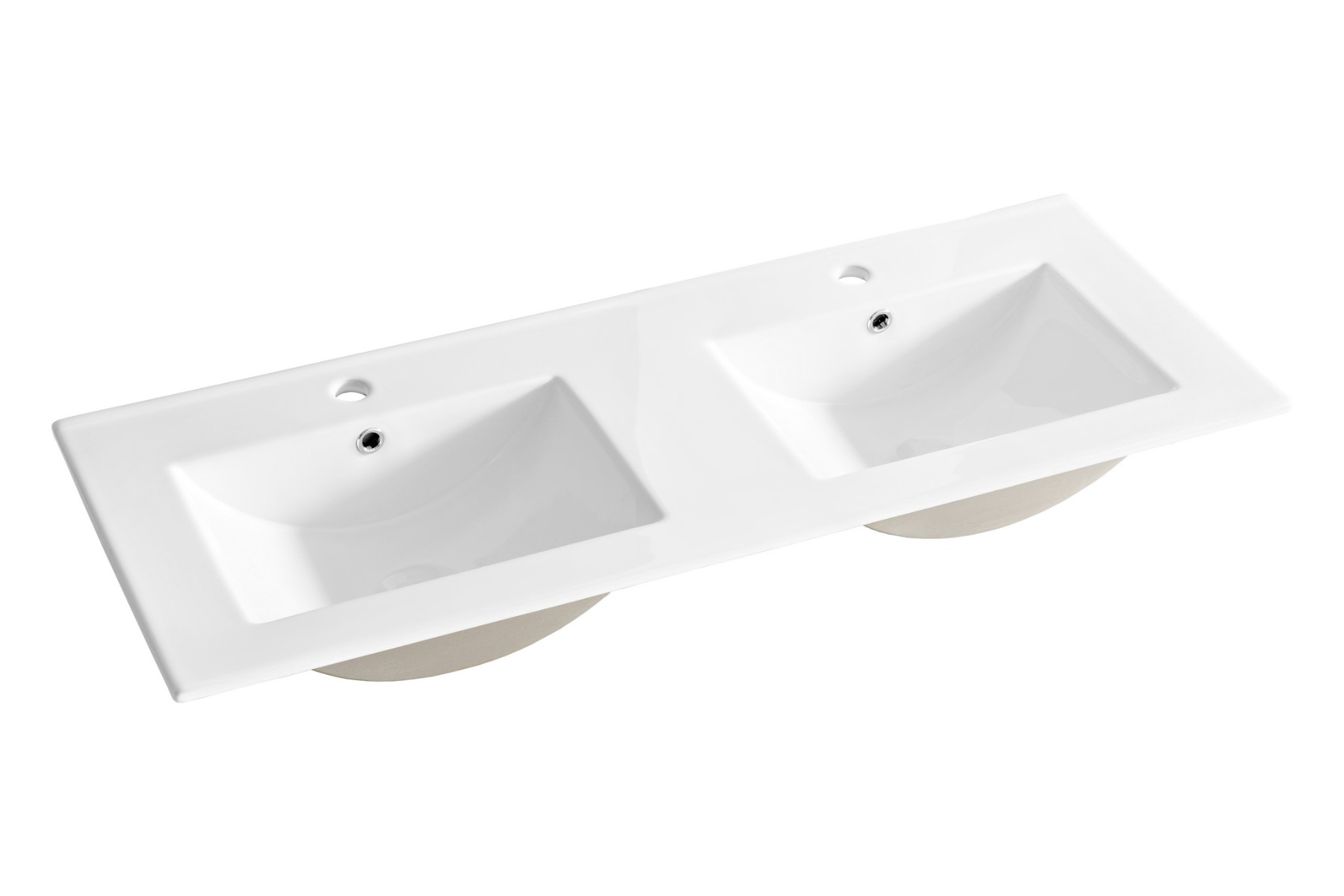 Comad Lava keramische dubbele wastafel 121x46cm wit glans