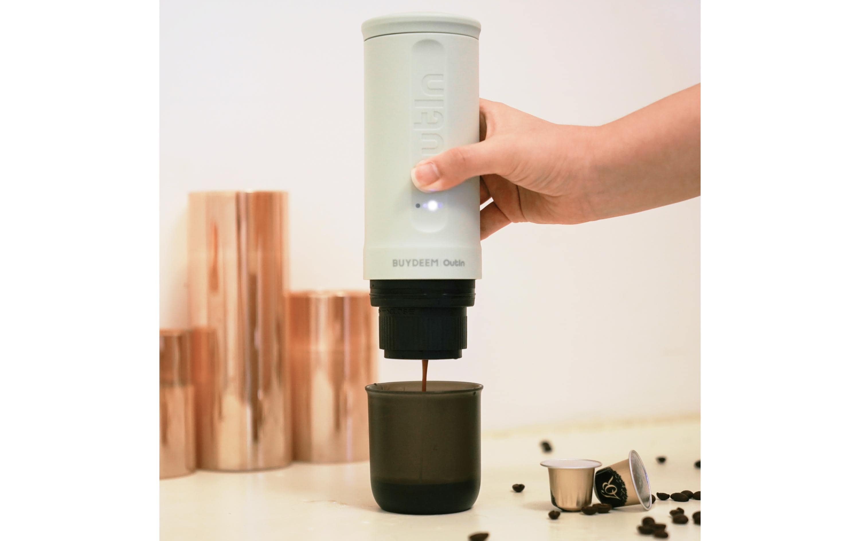 Reisekaffeemaschine Nano Kapseln, Grün<br>Tragbare Espressomaschine
