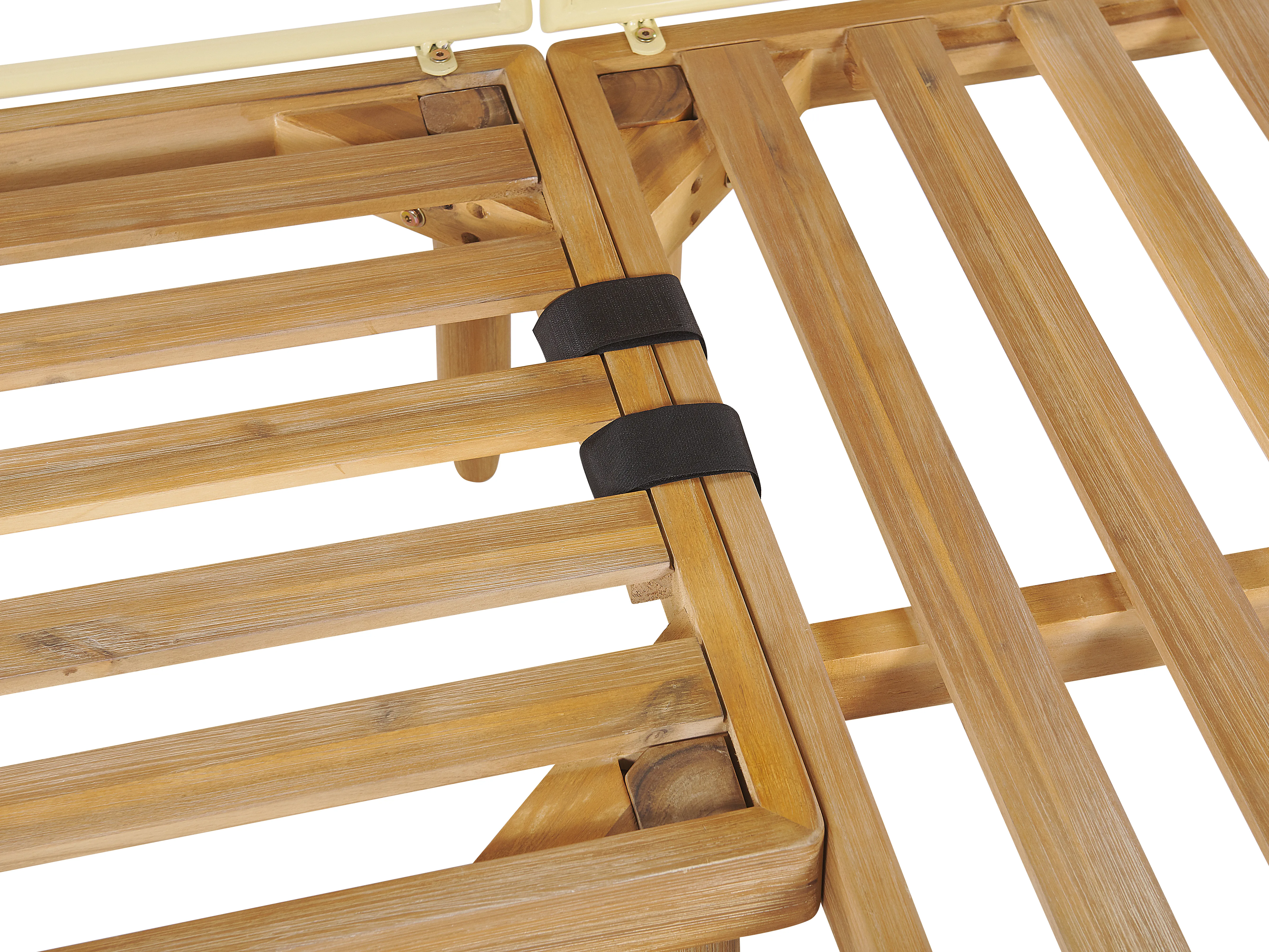 Loungeset met tafel 4-zits CREMONA rechtszijdig Acaciahout Gebroken wit
