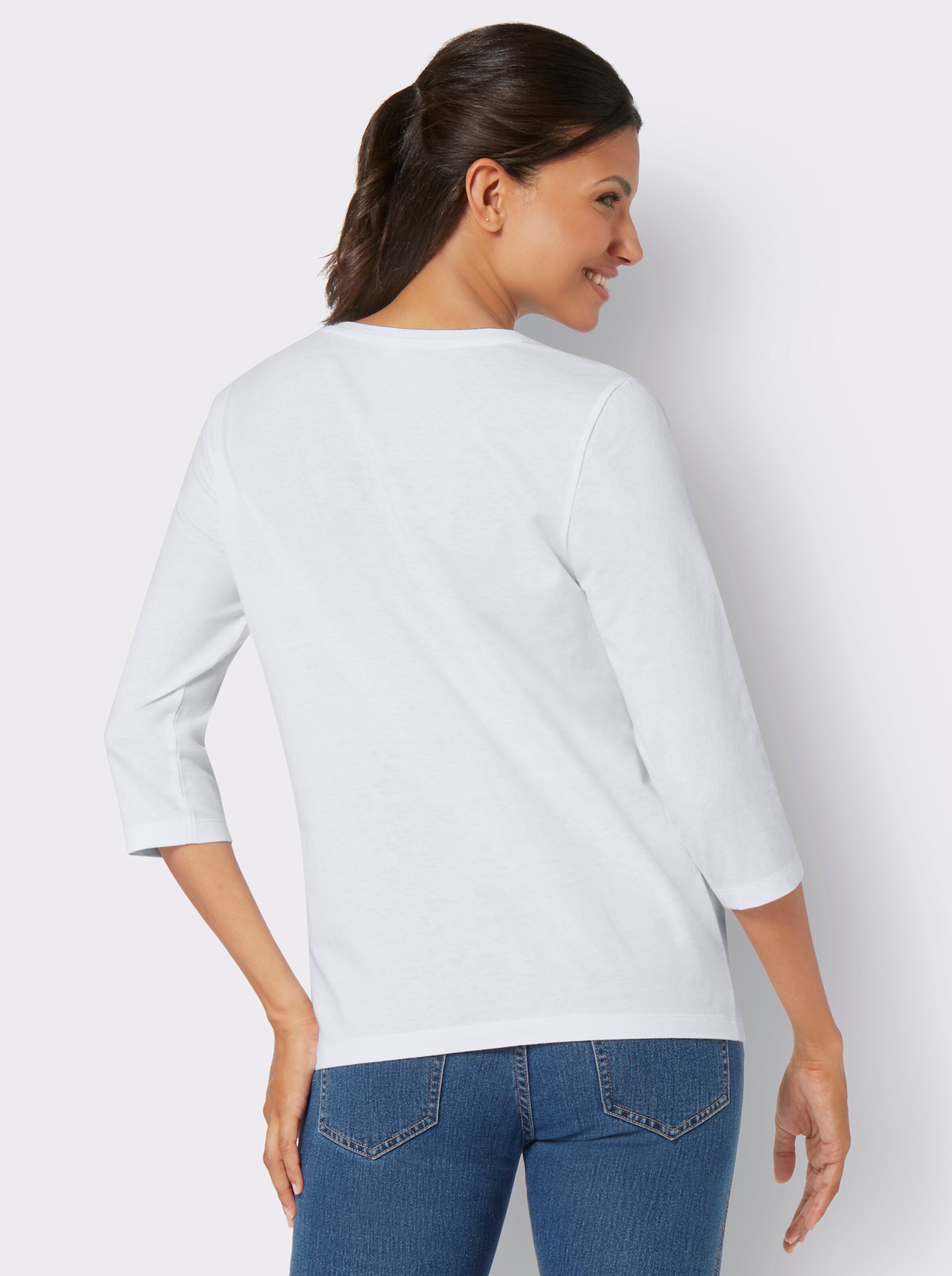 34-Arm-Shirt mit Blumen-Motiv