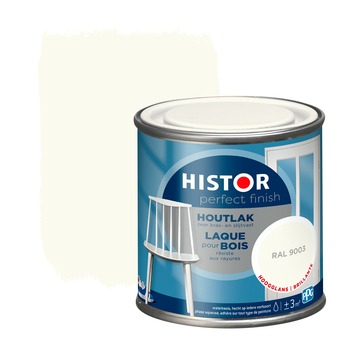 Histor Perfect Finish houtlak hoogglans RAL 9003 wit 250 ml