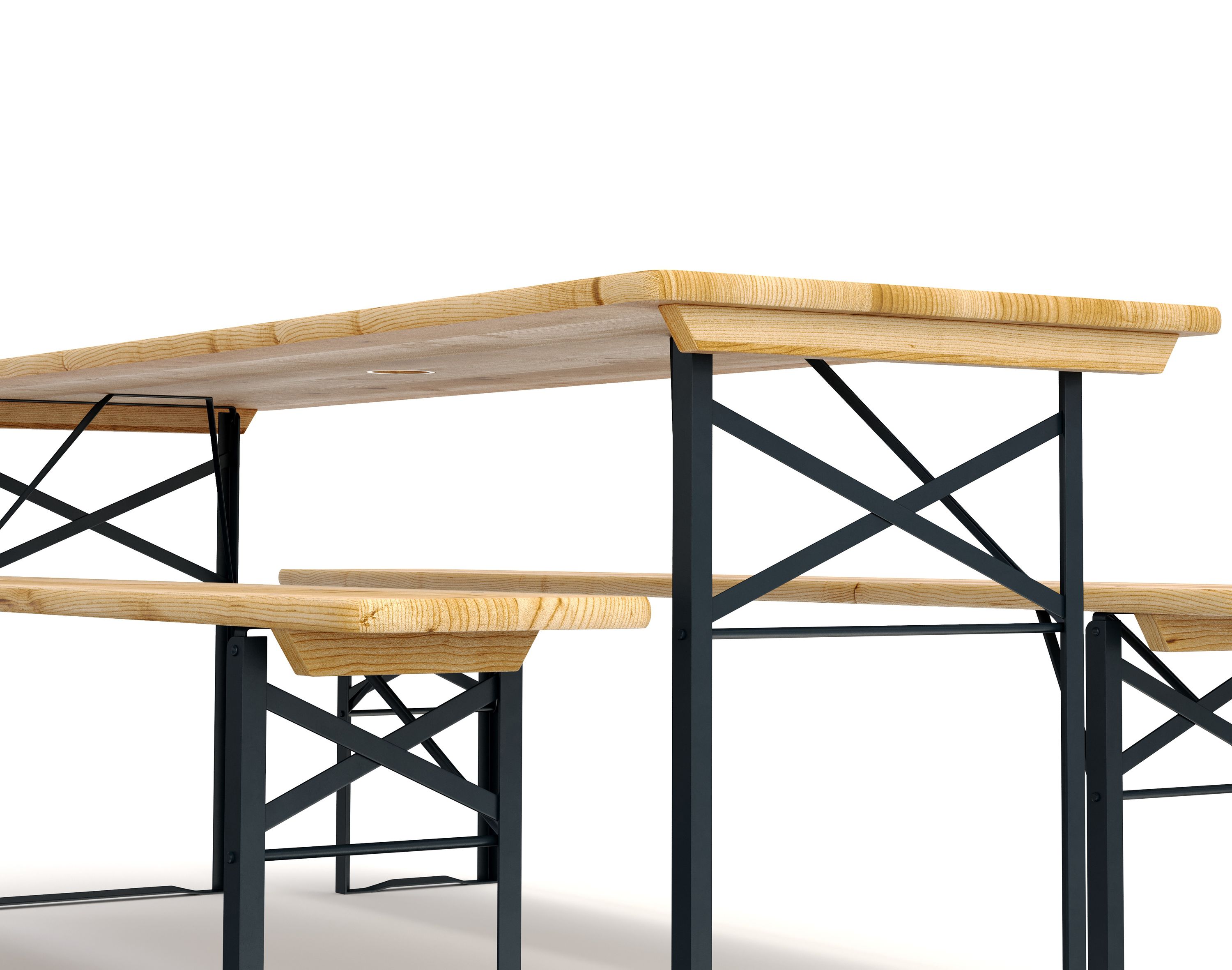 Festbank Bierzeltgarnitur mit Schirmloch 177 x 46/23 cm