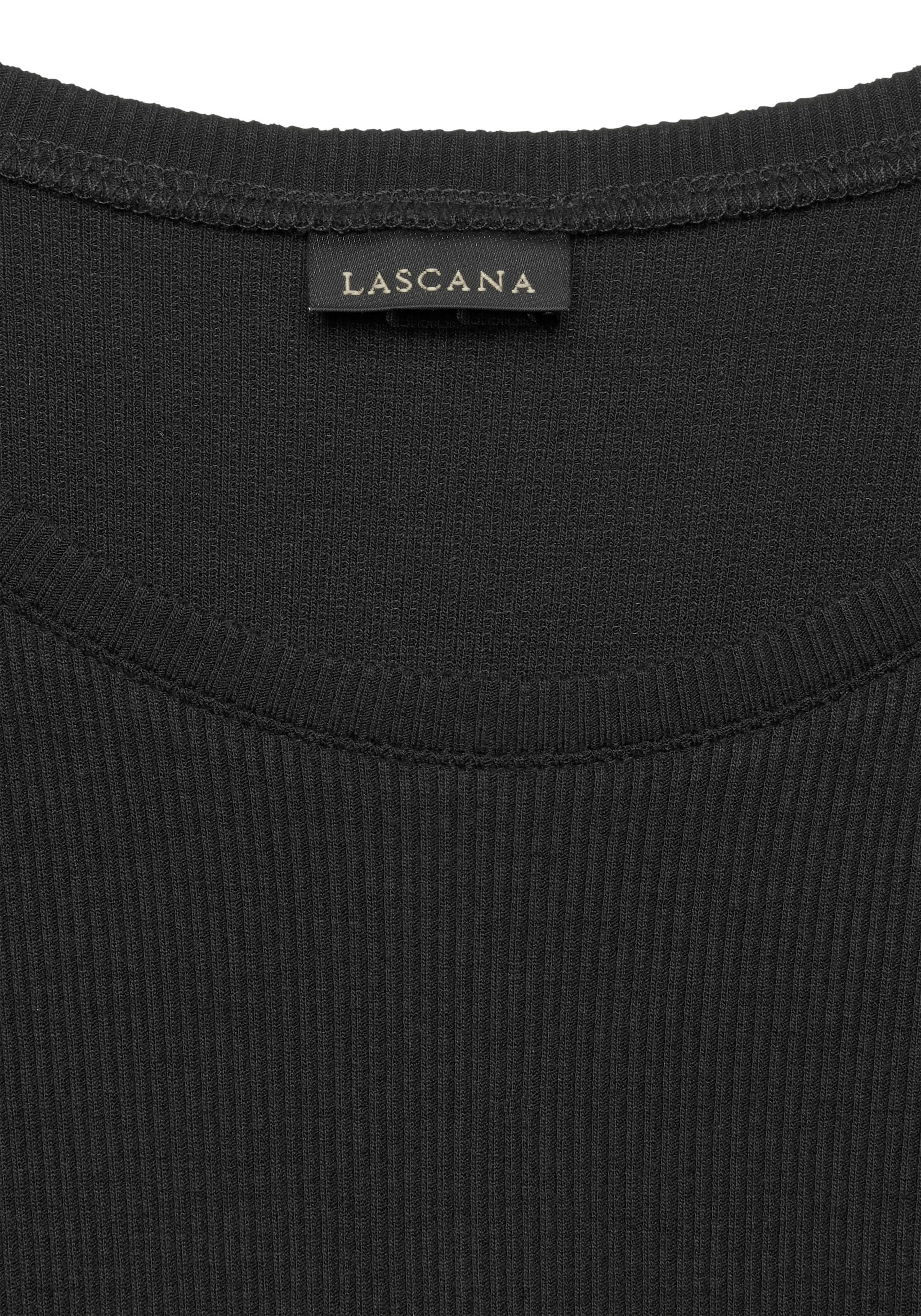 LASCANA T-Shirt , aus weicher Rippware