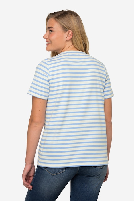 T-Shirt, Möve mit Schriftzug, geringelter Rücken, Halbarm