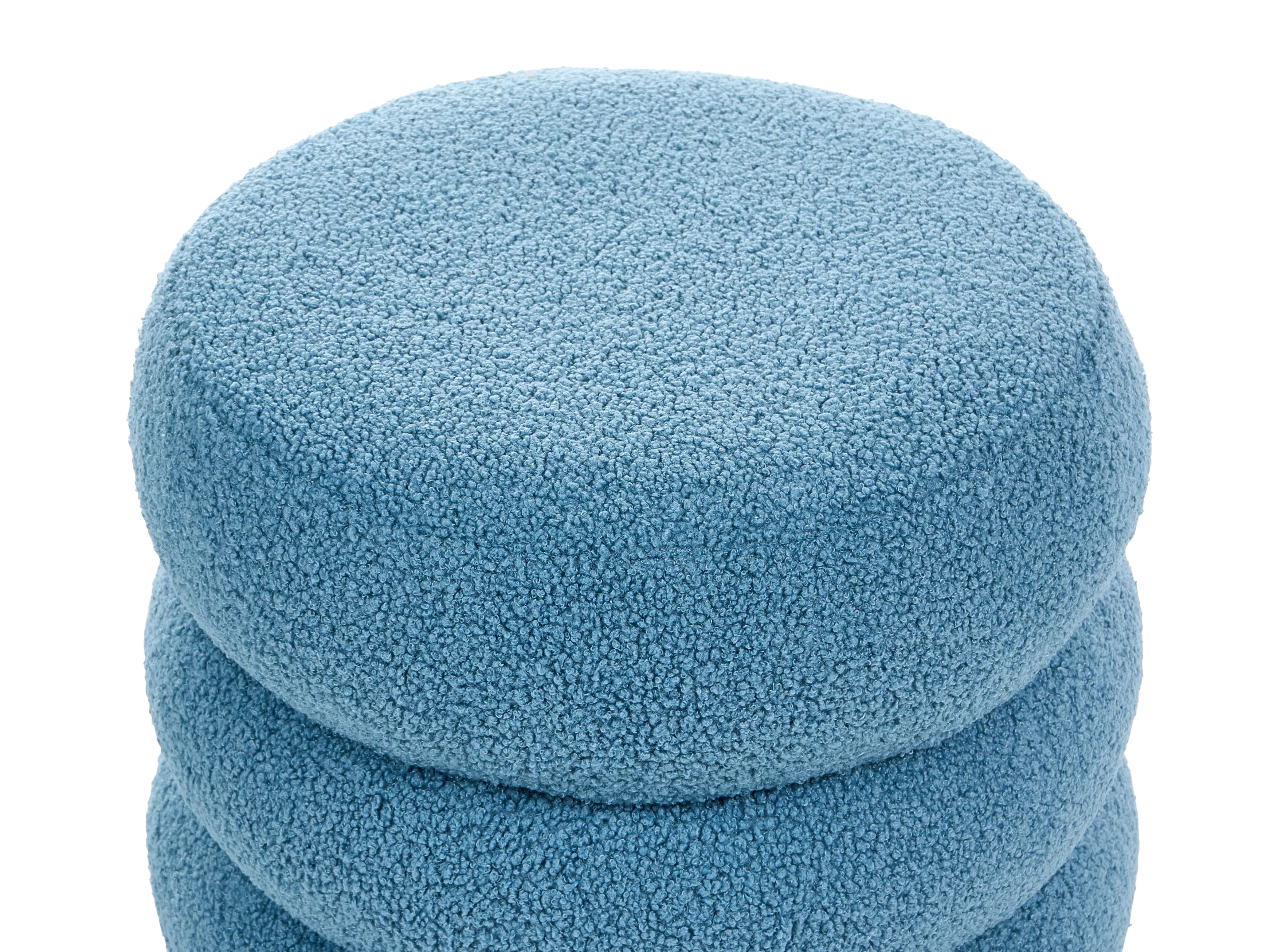 Poef SUMPTER Bouclé Blauw