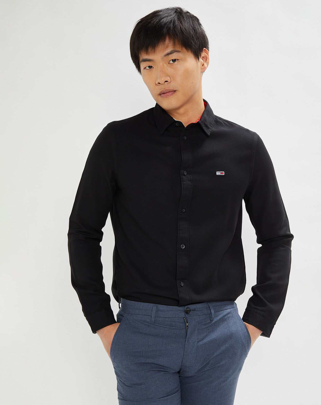 Tommy Jeans Chemise droite Tencel Mini Flag noire