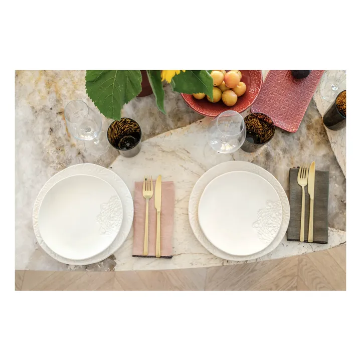 Maison Vessel Assiettes Blanca dentelle Tatoo - Set de 2 | Craie