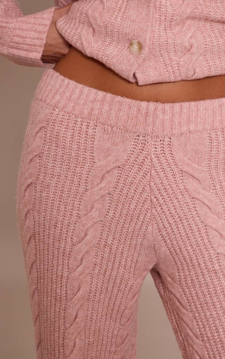 Rose Pantalon En Tricot Torsadé