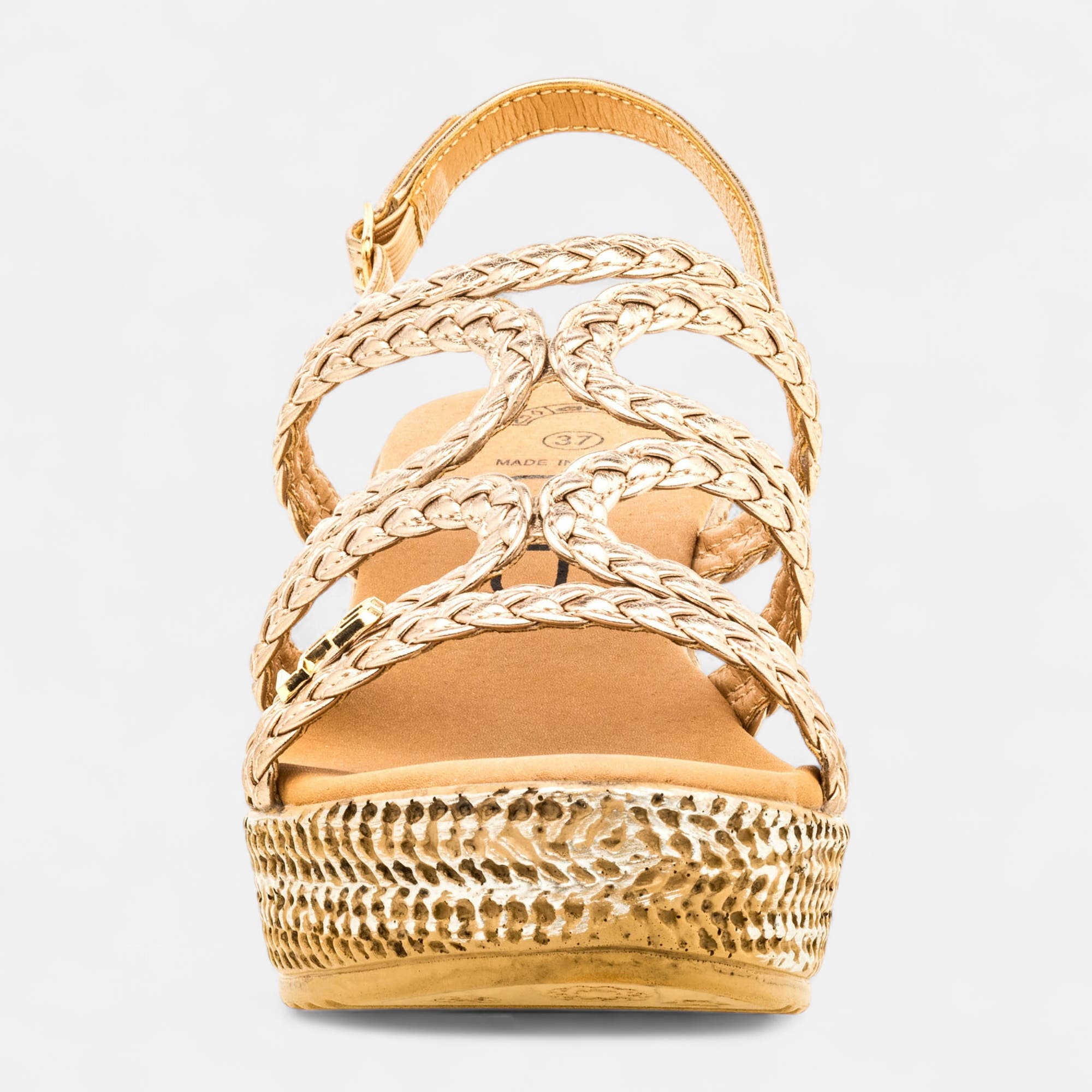 Nu-pieds à talon compensé Femme or