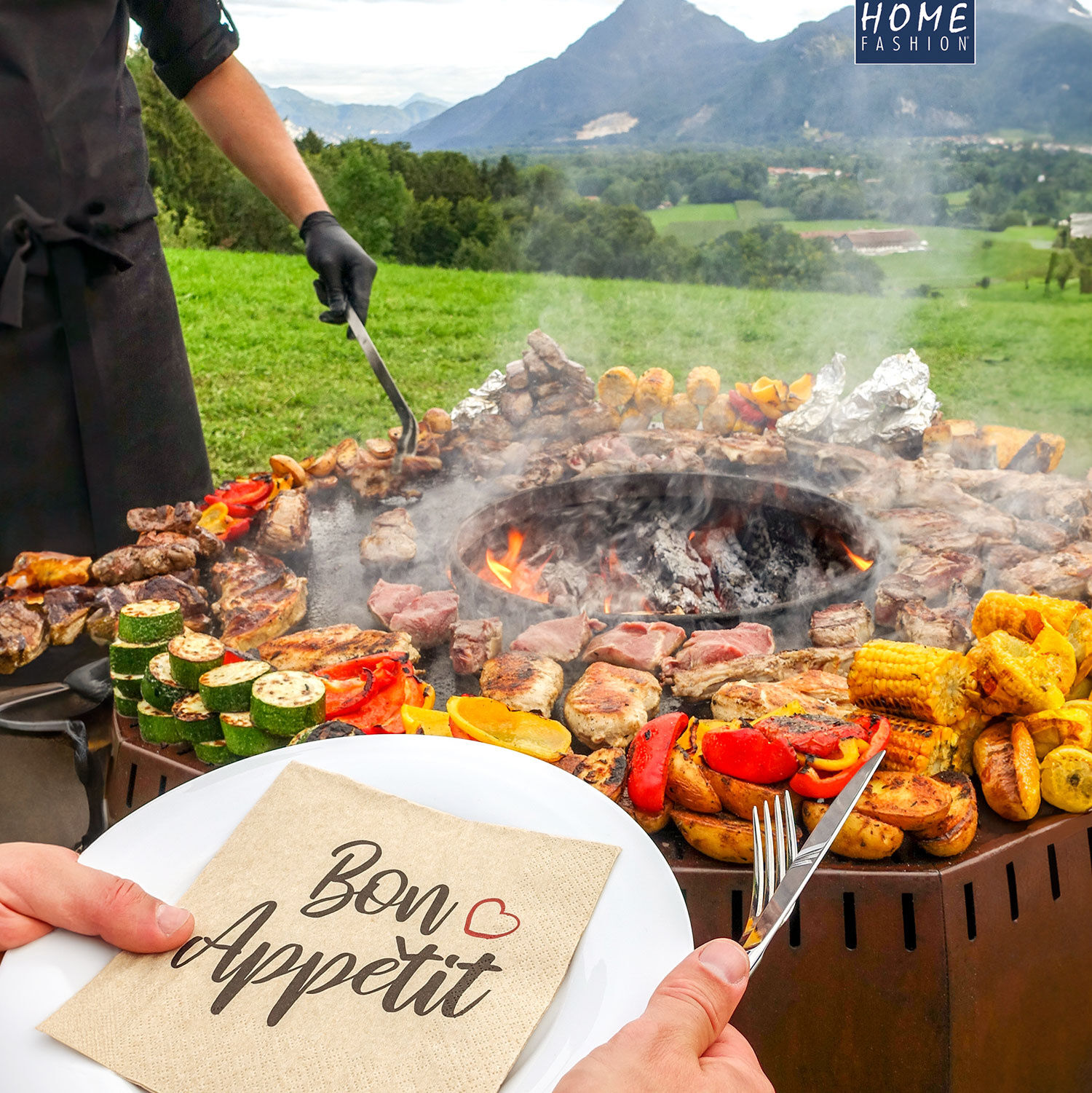 Servietten Bon Appétit avec Cœur