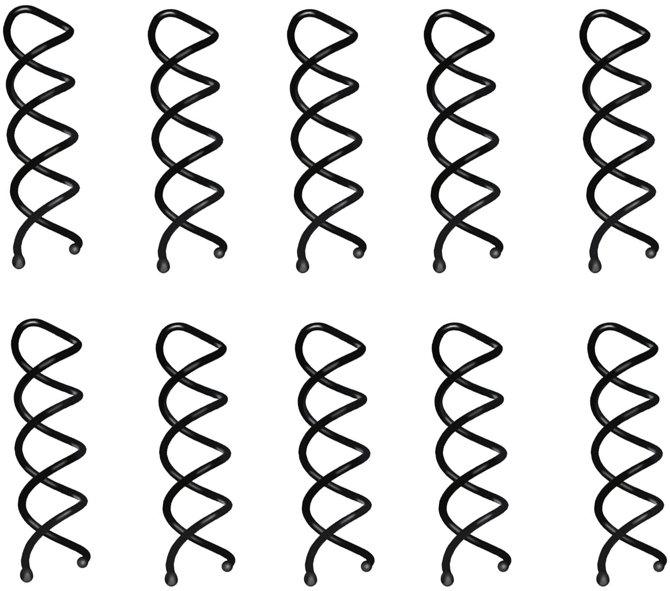 (10er Set) 6mm Haar Spiral Klammer Haarnadel Clips Spirale - Schwarz