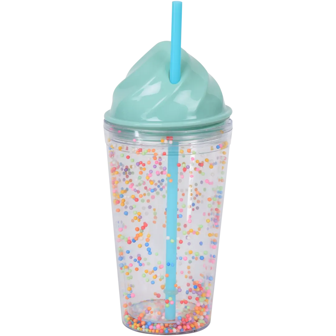 Drinkbeker met confetti 480 ml | diverse kleuren
