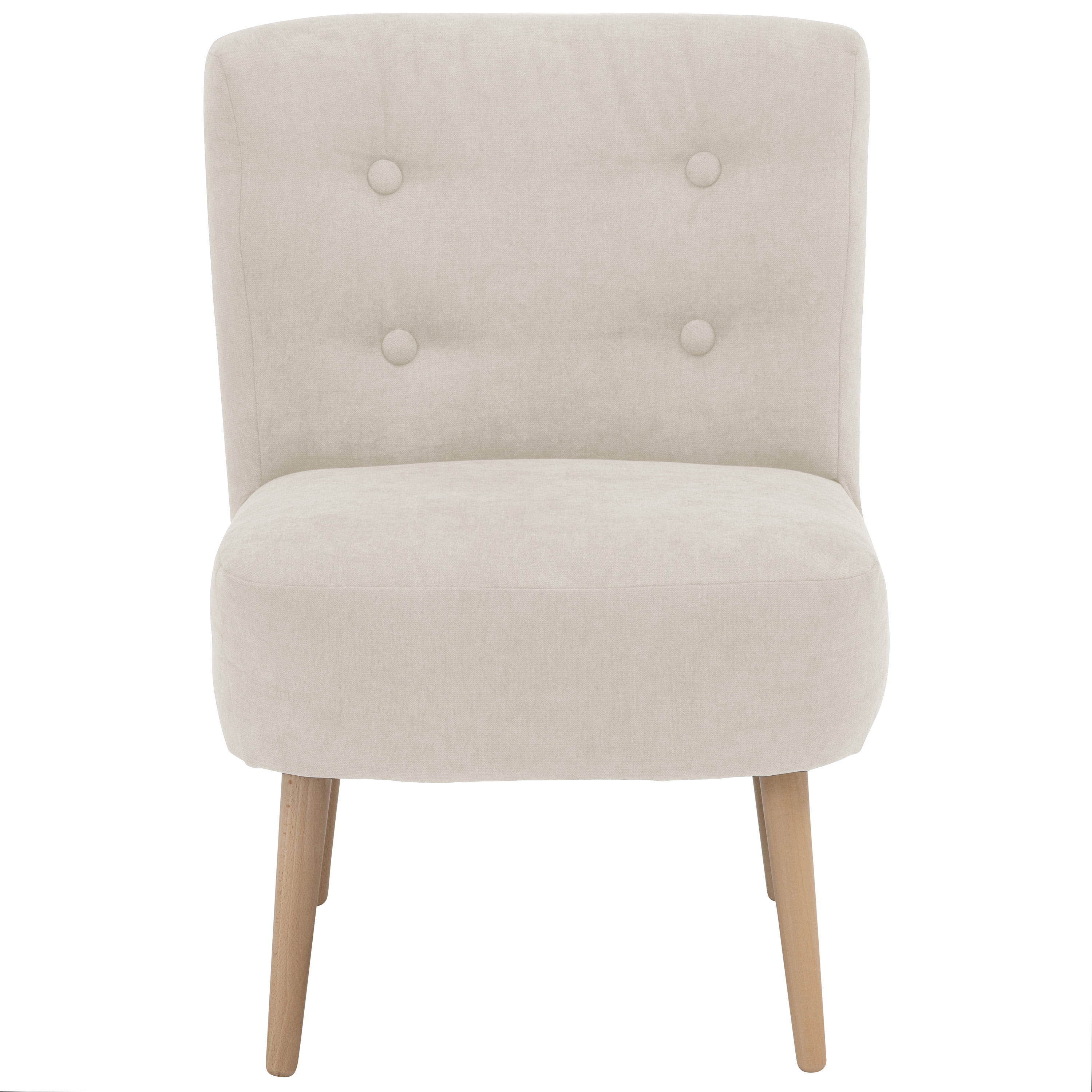 lovingHome® Sessel Fiola Velours beige Polstersessel Stuhl Relaxsessel Füße Buche natur mittlere Sitzhärte