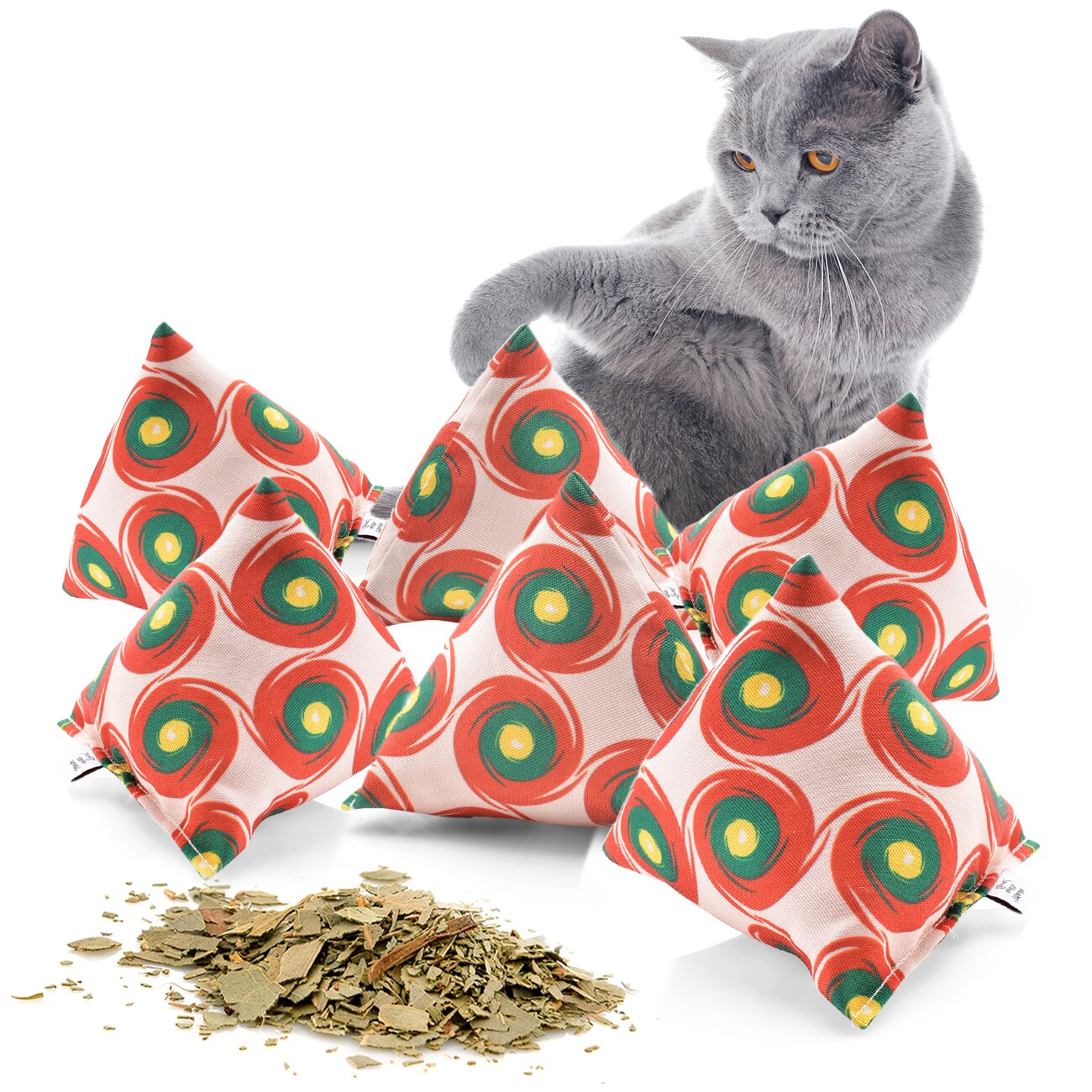 Canadian Cat Company Catnipspielzeug 6x Schmusepyramide Reggae Dot