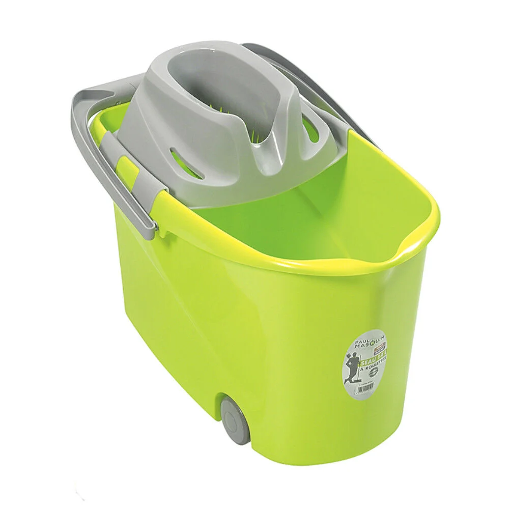 Seau Wash Easy à roulettes Paul Masquin vert et gris