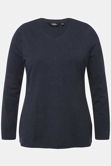 Shirt, Rippjersey, Slim, V-Ausschnitt, Langarm