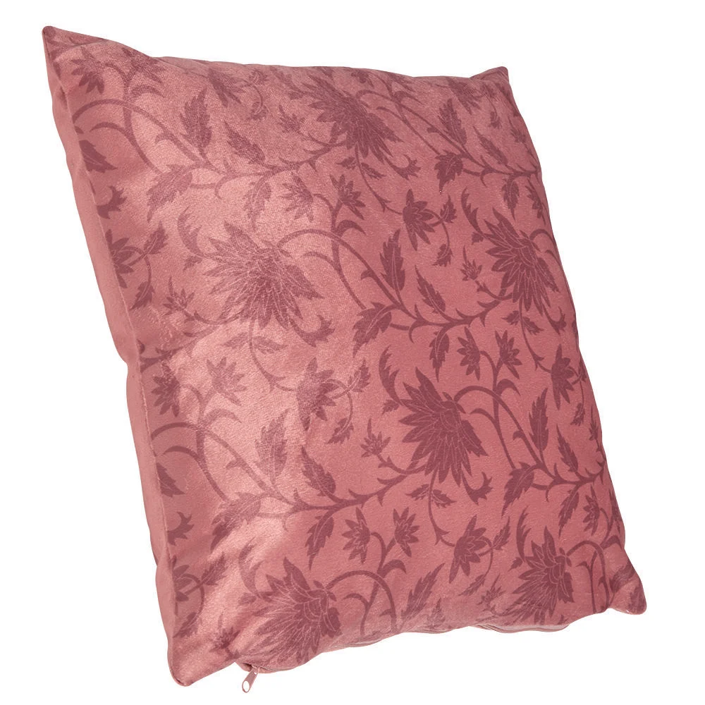 Housse de coussin vieux rose motif végétal