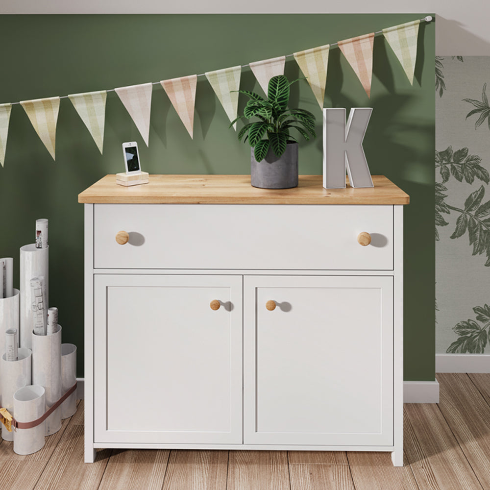 by fonQ Havin Dressoir H 90 x B 110 cm - Wit / Nash Eiken