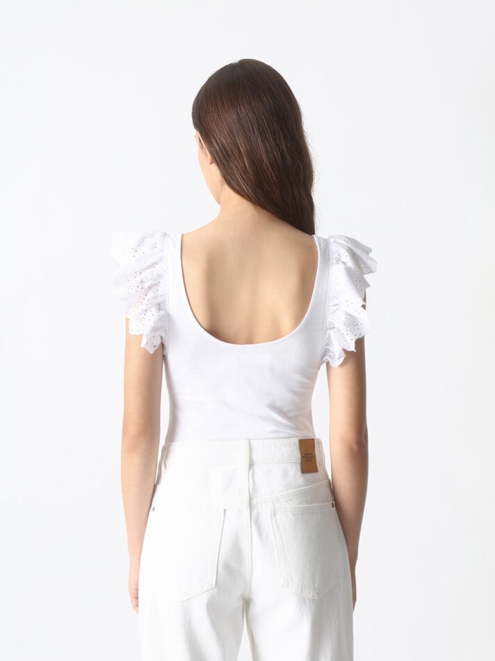 Body com mangas franzidas - Branco