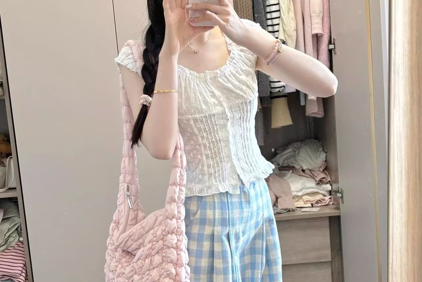 GOUB - High Rise Gingham Wide Leg Broek