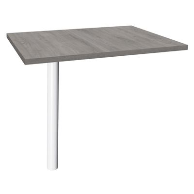 Extension IDRA/DUAL sur pied tube - 80 x 60 cm - Pied blanc - plateau imitation Chêne gris